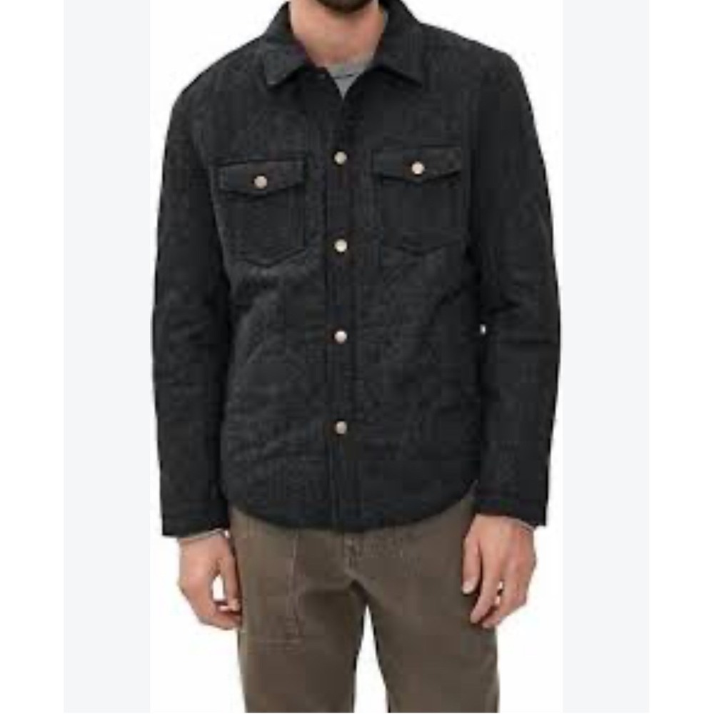 Billy Reid Wool Cashmere Shirt Jacket Charcoal Gray Quilted Workwear Shacket M